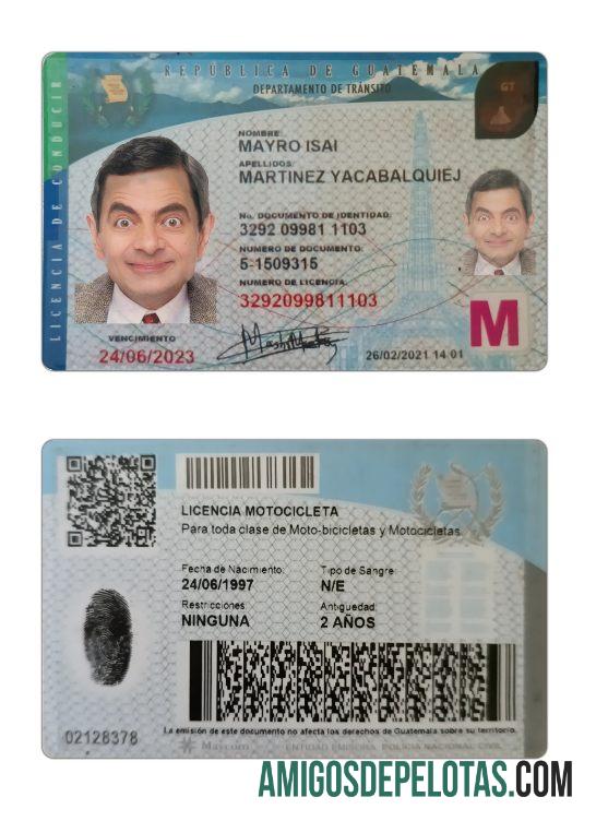 Carteira de motorista da Guatemala 2021 presente amostra